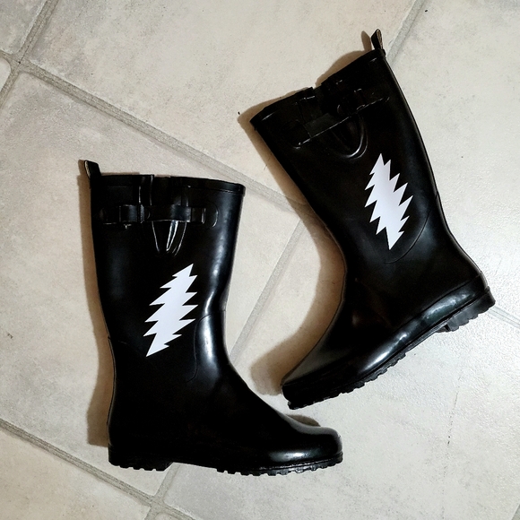 Grateful Dead Shoes - Black Grateful Dead Rain Boots